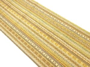 縞に草花・幾何学模様織出し名古屋帯